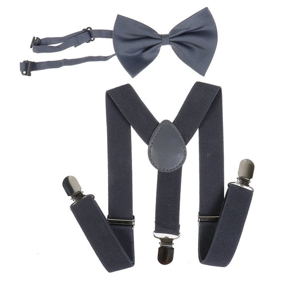 2-10T Girls Boys Suspender and Bowtie, 2-Piece Set, Adjustable Suspender Set for Toddlers Kids