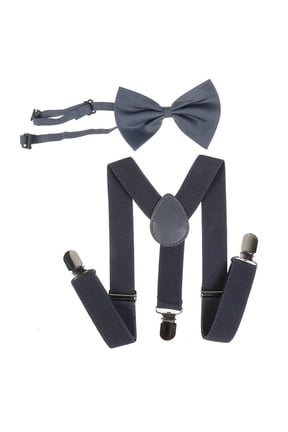 2-10T Girls Boys Suspender and Bowtie, 2-Piece Set, Adjustable Suspender Set for Toddlers Kids