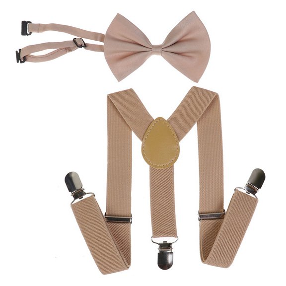 2-10T Girls Boys Suspender and Bowtie, 2-Piece Set, Adjustable Suspender Set for Toddlers Kids