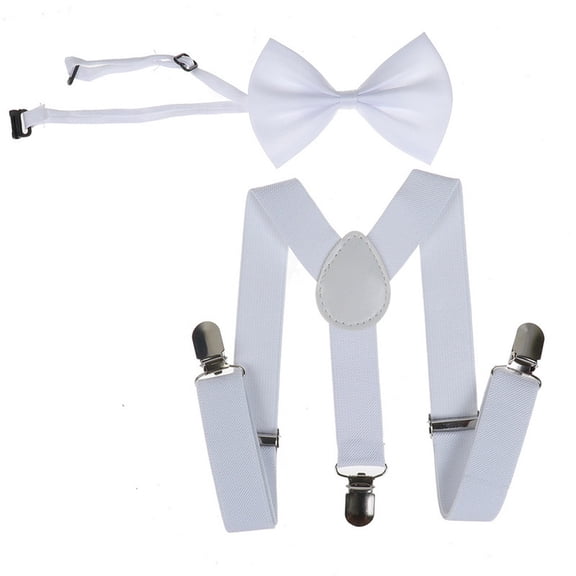 2-10T Girls Boys Suspender and Bowtie, 2-Piece Set, Adjustable Suspender Set for Toddlers Kids