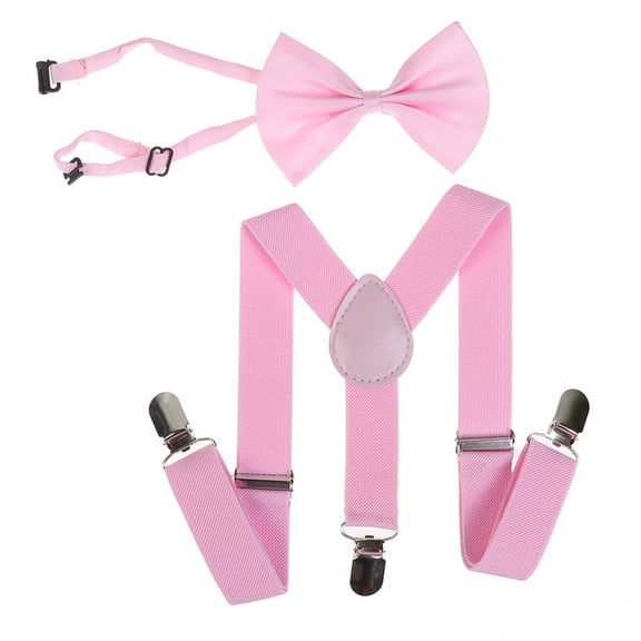 2-10T Girls Boys Suspender and Bowtie, 2-Piece Set, Adjustable Suspender Set for Toddlers Kids