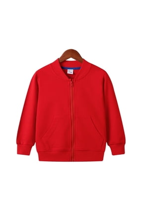 2-10T Kids Boys Girls Long Sleeve Zip Up Cotton Sweatshirt Solid Color Sweater Jacket Coat Tops