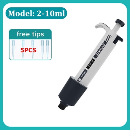 2-10ml Pipettor Single Channel Adjustable Microliter Pipette Lab Transfer Pipette with 5PCS Free Tips