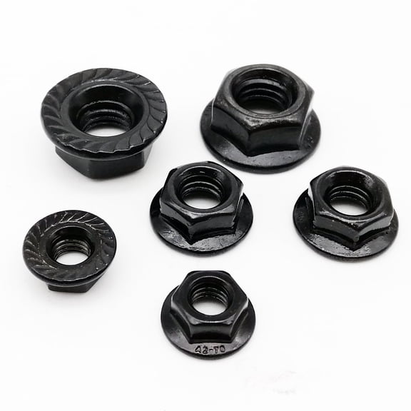 2/10pcs M3 M4 M5 M6 M8 M10 M12 Black A2-70 304 Stainless Steel Hex Head Serrated Spinlock Flange Nut Locknut DIN6923
