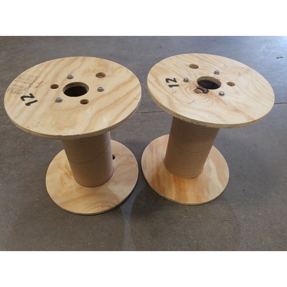 (2) 11 1/2 X 13" wood cable reel wooden wire spool holds 500 feet of 6 awg