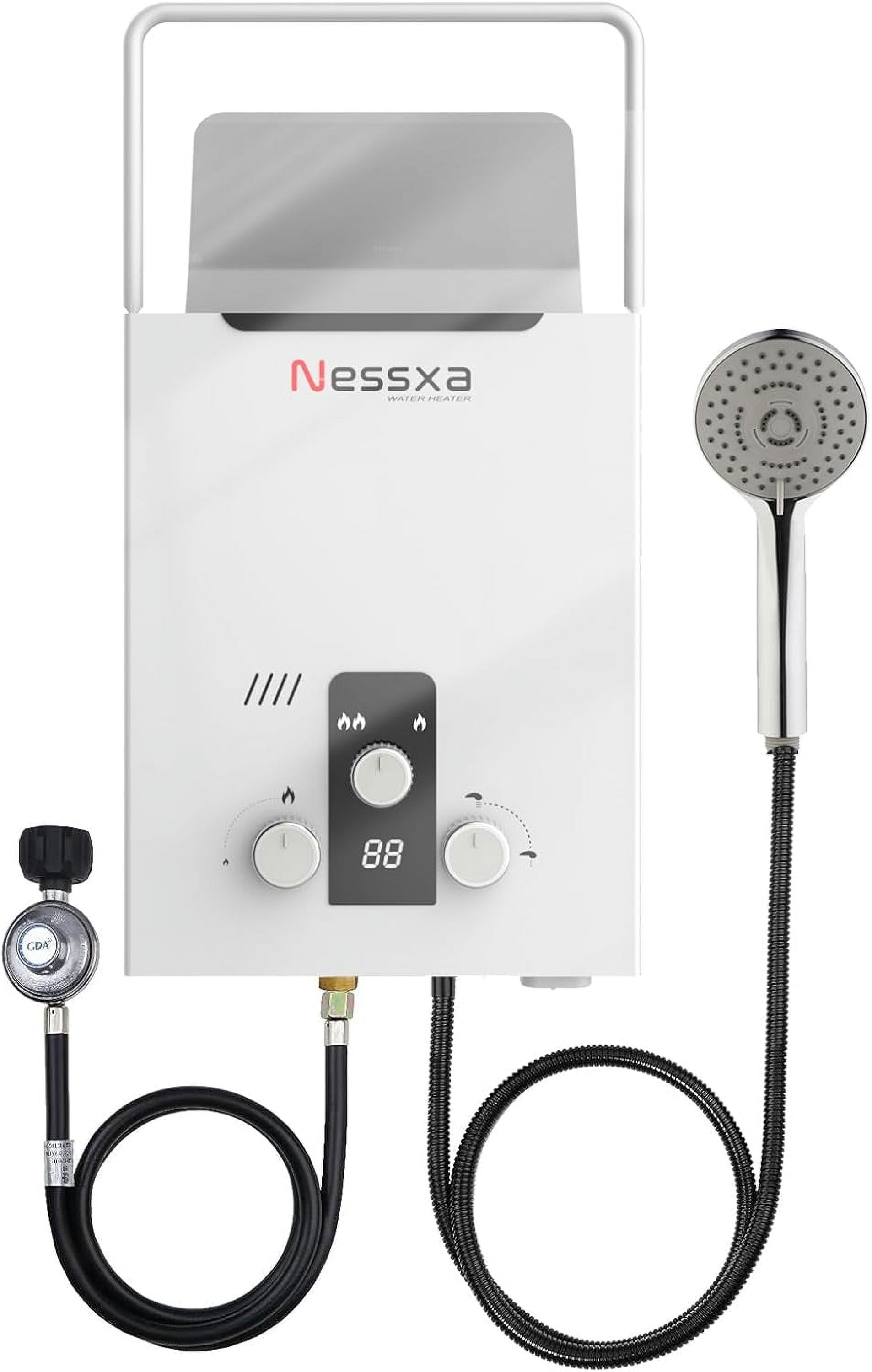 2.11 GPM 8L Portable Propane Tankless Water Heater, Instant Hot Gas Water Heater with Digital Display & Overheating Protection, 40824 BTU for Indoor & Camping RV