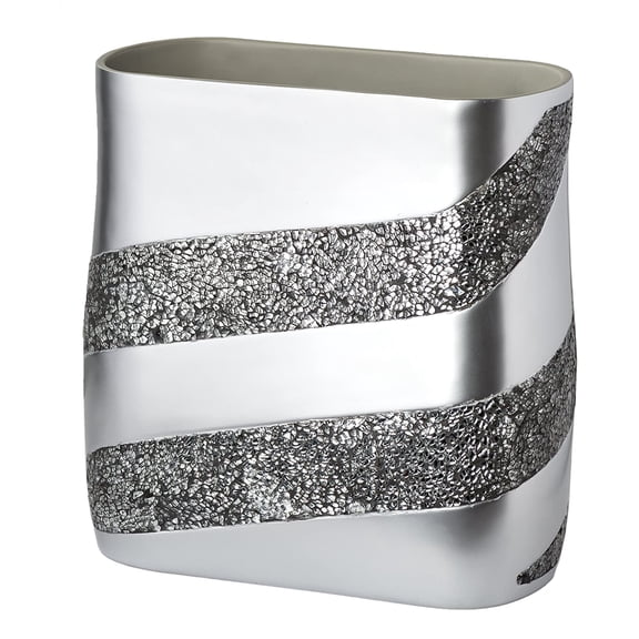2.11 Gal Silver Mosaic Waste Basket 8L Small Slim Garbage Can for Bathroom, Powder Room, Bedroom & Living Room, Decorative & Durable