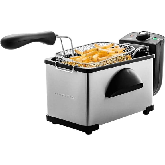 2.11 Qt Silver Electric Deep Fryer with Removable Frying Basket