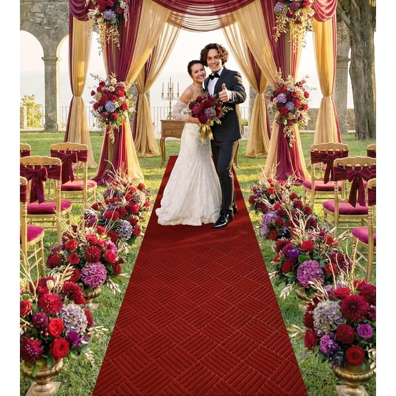 2'11" x 9'10" Red Carpet Runner, Non-Slip Commercial Heavy Duty Red Outdoor Runner Rug for Garage, Hallway
