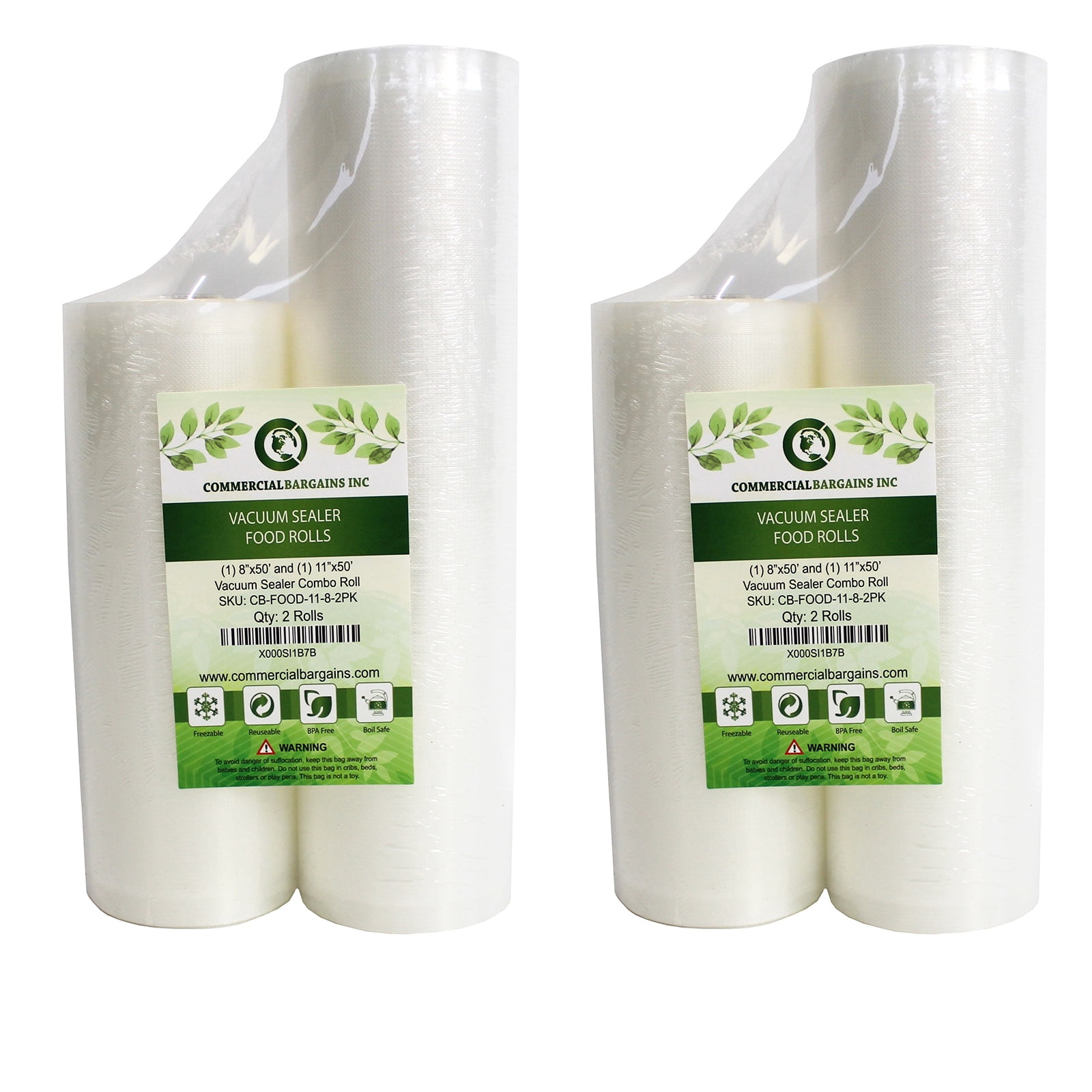 (2) 11"x50' And (2) 8"x50' Commercial Vacuum Rolls For FoodSaver Sous Vide