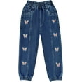 thumbnail image 1 of 2-11T Spring Autumn Toddler Little Girls Distressed Embroidered Jeans Kids Girl Denim Pants,Butterfly,5Years, 1 of 2
