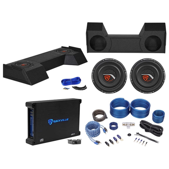 (2) 12" 4-Ohm Subwoofers+Amp+Bedlined Sub Box+For 2019-2020 Dodge Ram Crew Cab