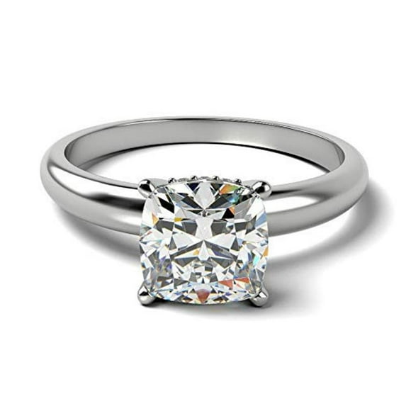 2.12 Ct Wonderful Cushion Shaped Natural Moissanite Engagement Rings for her Fine 18K White Gold