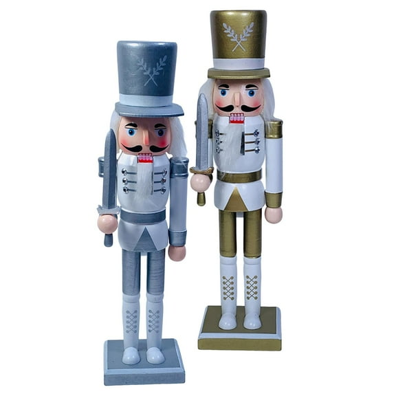 2 12 Inch Nutcracker Figurines Handmade Christmas Figurines