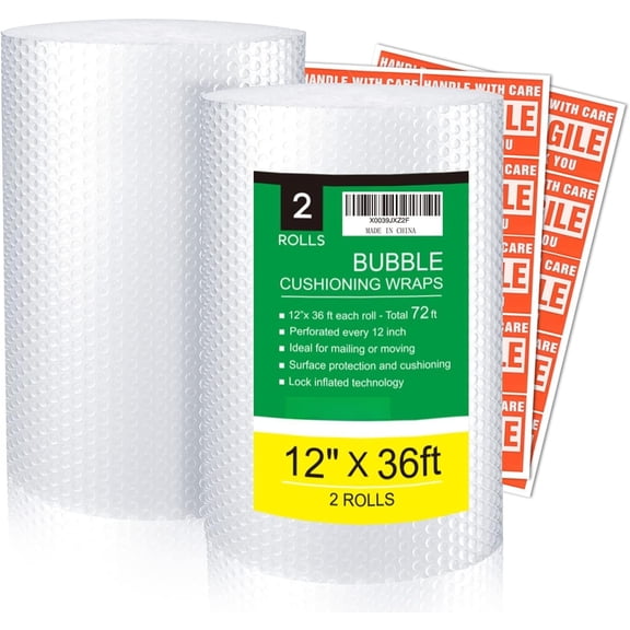 2 12 Inch x 72 ft Total Packing Wrap for Moving Boxes Cushioning Supplies Perforated Every 12"
