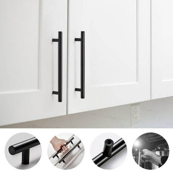 2~12 Inches Stainless Steel Black T-Type Drawer Cabinet Wardrobe Door Pull Handl Kitchen Handles Home Improvement Door Handles 10 Inches Fangkenuo