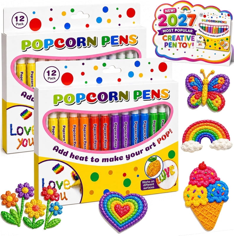 Seo2 3d Drawing 2×12 Pack 3D Magic Popcorn Pens – Heat-Activated Puffy Drawing Pens for ...