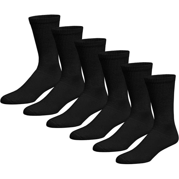 2-12 Pairs Premium Women’s Colorful Soft Breathable Cotton Crew Socks, Non-Binding & Comfort Diabetic Socks (Fits Shoe Size 6-10) (Black, 6 Pack)
