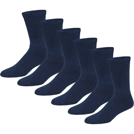 2-12 Pairs Premium Women’s Colorful Soft Breathable Cotton Crew Socks, Non-Binding & Comfort Diabetic Socks (Fits Shoe Size 6-10) (Navy, 6 Pack)