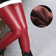 thumbnail image 1 of 2-12 Years Kids Girl's Faux Leather Fleece Leggings Stretch Girls Winter Warm Pants Thick Trousers, 1 of 8