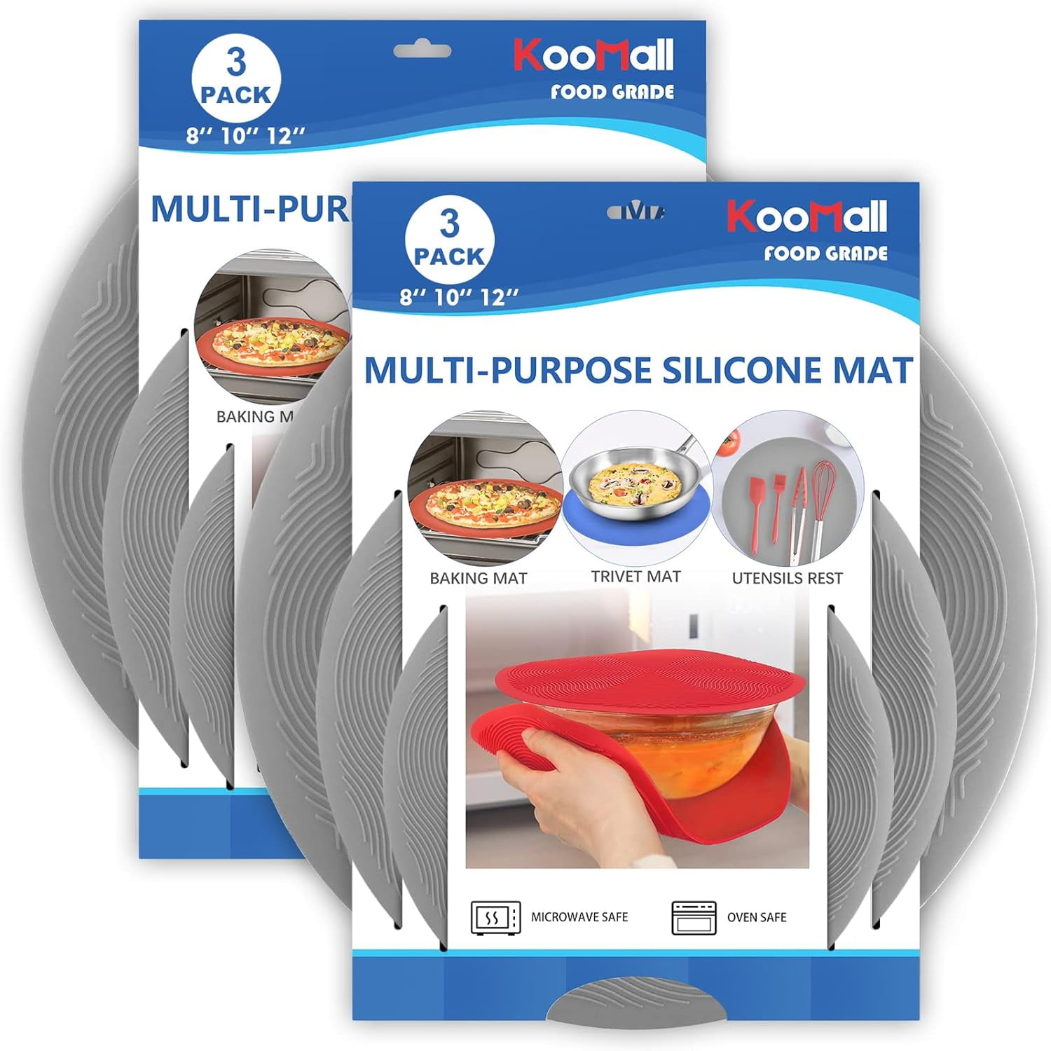2,12108-inch multi-functional microwave oven mat, heat-resistant mat, pot mat, drying, baking, mat, dish rack, silicone covered mat, suitable for hot pots frying pans, plates dishes kitchen counter,