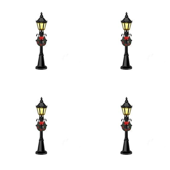 2-12PC Mini Christmas Street Light Models LED Pathway Lantern Post Miniature Lamp Decorative Night Light for Garden Micro Landscape DIY Christmas Village Accessories Scene Decor 4.7Inch