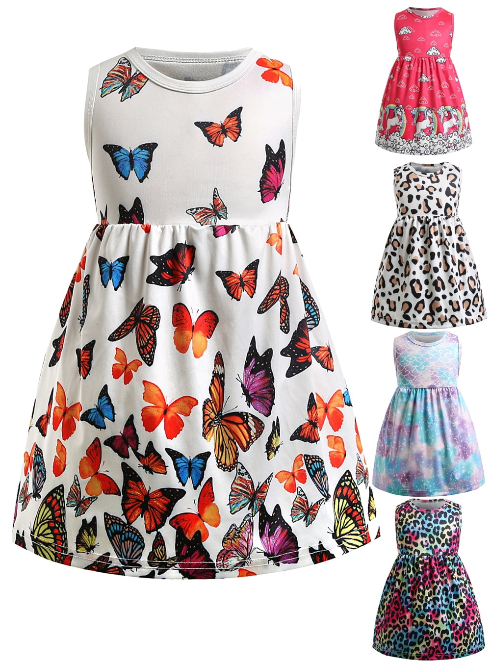 Girls Summer Sleeveless Dresses - Cotton Swing Dresses For Kids 2-9 Years
