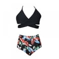 thumbnail image 1 of 2-12Y Girls' Two Piece Swimsuit Ruffle Tummy Control Bathing Suit Neck Bikini Swimwear for Baby Kids Little Gilrs, 1 of 5