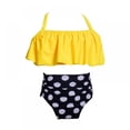 thumbnail image 1 of 2-12Y Girls' Two Piece Swimsuit Ruffle Tummy Control Bathing Suit Neck Bikini Swimwear for Baby Kids Little Gilrs, 1 of 4