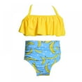 thumbnail image 1 of 2-12Y Girls' Two Piece Swimsuit Ruffle Tummy Control Bathing Suit Neck Bikini Swimwear for Baby Kids Little Gilrs, 1 of 5