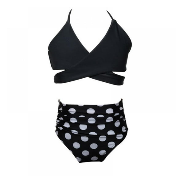 2-12Y Girls' Two Piece Swimsuit Ruffle Tummy Control Bathing Suit Neck Bikini Swimwear for Baby Kids Little Gilrs