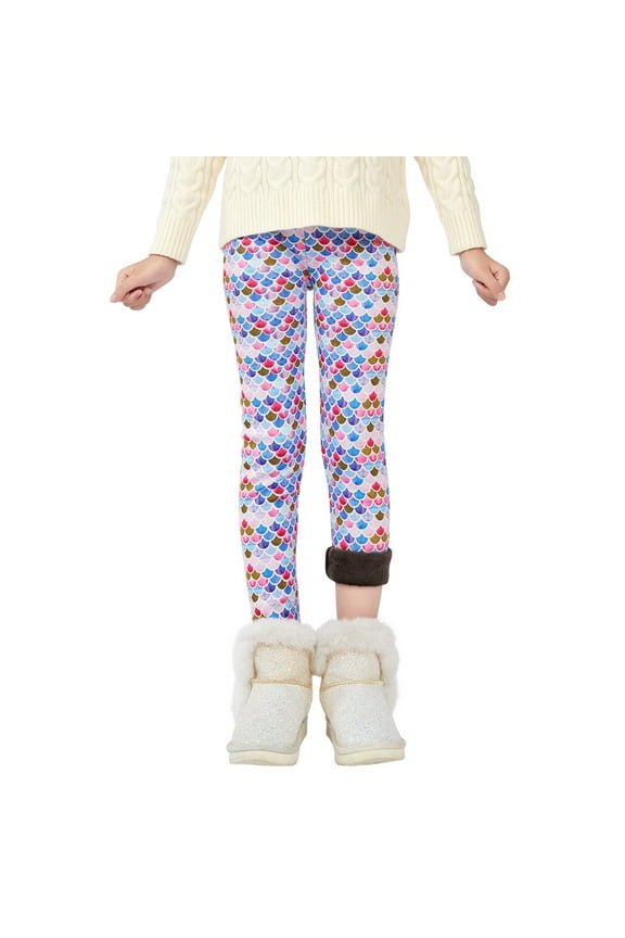 2-13T Toddler Child Girls Winter Thick Warm Cotton Long Pants Solid Fleece Lined Footless Leggings