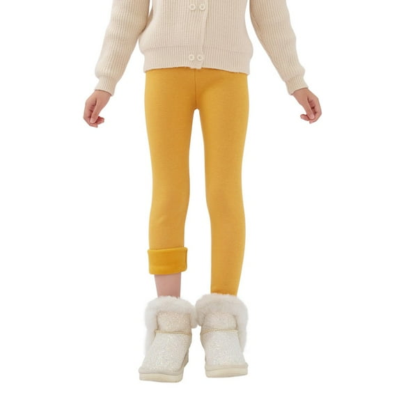 2-13Y Kids Toddler Girls Winter Thick Warm Cotton Long Pants Solid Fleece Lined Footless Leggings