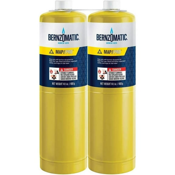(2) 14.1 oz Bernzomatic Pre-Filled MAP-Pro Gas Torch Style Cylinder - Pack of 2