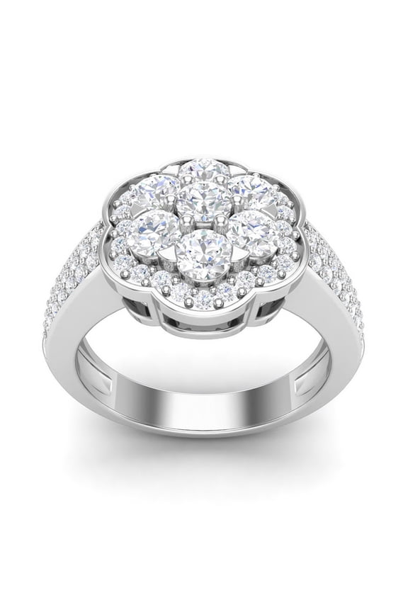 2.14CT EF/VSS1 Round Cut Platinum Over 925 Sterling Silver Halo Moissanite Elegant Women Rings