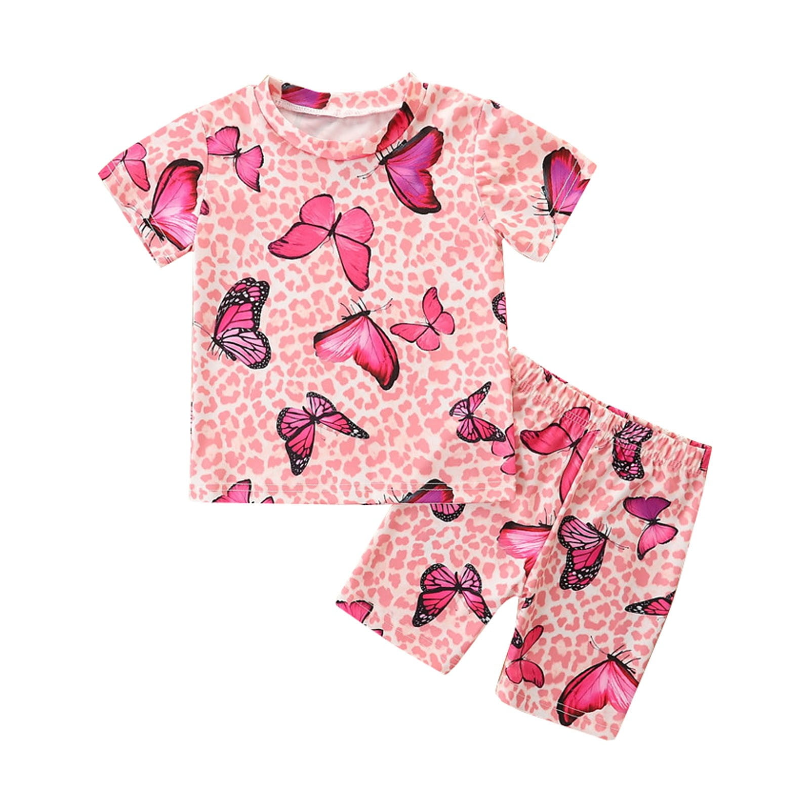 WESIDOM Toddler Girl Summer Outfits - Leopard Print T-Shirt & Shorts Set 12M-5T