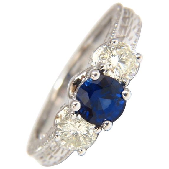 2.14ct NATURAL BLUE SAPPHIRE DIAMONDS RING 14KT CLASSIC EDWARDIAN DECO