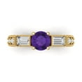 thumbnail image 1 of Three-Stone Engagement Ring for Women - 2.33ct Natural Amethyst in 14K Yellow Gold Promise Ring, 1 of 6