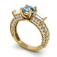 thumbnail image 1 of 2.33 ct Round Cut Blue Moissanite Three-Stone Engagement Ring for Women in 18K Yellow Gold, 1 of 2
