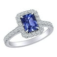 thumbnail image 1 of AFFY 2.15 Carat(Ctw) Simulated Blue Sapphire & White Natural Diamond Cluster Engagement Ring In 14k Solid White Gold Ring Size-8.5, 1 of 1