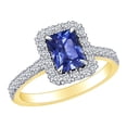 thumbnail image 1 of AFFY 2.15 Carat(Ctw) Simulated Blue Sapphire & White Natural Diamond Cluster Engagement Ring In 14k Solid Yellow Gold Ring Size-6.5, 1 of 1