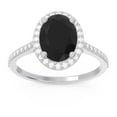 thumbnail image 1 of 2.15 Carat Elegant Oval Cut Black Onyx Gemstone & Natural Diamond Wedding Ring for Women Solid 14K White Gold Size 7.5 by Diamond-Capitals, 1 of 7