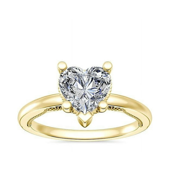 2.15 Carat Heart Cut (D/VVS1) Moissanite Diamond Latest Design Wedding Ring for Fiancee Solid 14K Yellow Gold Size 4.5 by Diamond-Capitals
