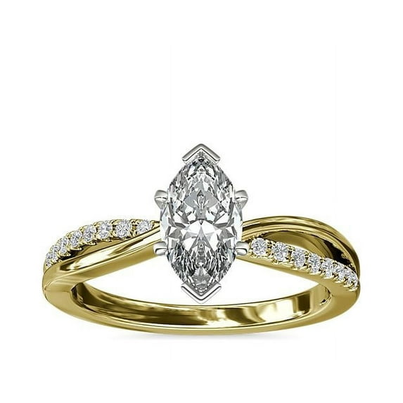 2.15 Carat Marquise Cut (D/VVS1) Moissanite Luxurious Engagement Ring for Women Solid 18K Yellow Gold Ring Size 3.5 by Diamond-Capitals