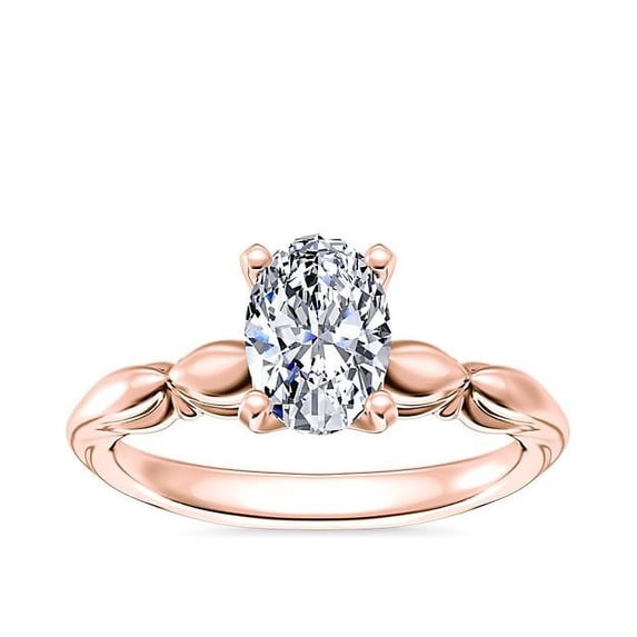 2.15 Carat Oval Cut Moissanite Diamond Luxurious Anniversary Ring for Ladies Solid 18K Rose Gold Size 7.5 by Diamond-Capitals