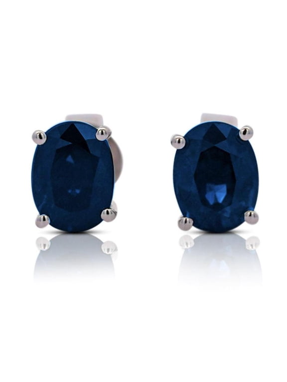 2.15 Carat Oval Cut Natural Sapphire 14k Gold Hypoallergenic Stud Earrings