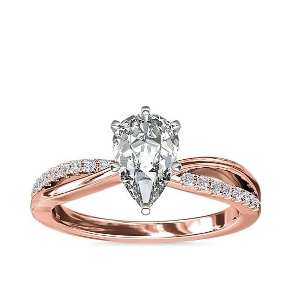 2.15 Carat PPear Cut (D/VVS1) Moissanite Beautiful Engagement Ring for her Solid 14K Rose Gold Ring Size 7.5 by Diamond-Capitals