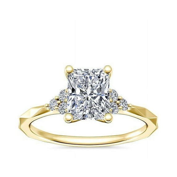 2.15 Carat Radiant Cut Moissanite Beautiful Halo Anniversary Ring for Women Solid 18K Yellow Gold Size 11.5 by Diamond-Capitals