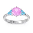 thumbnail image 1 of 2.15 Carat Round Cut Pink Sapphire & Blue Topaz Gemstone Luxurious Wedding Ring for Ladies Solid 18K White Gold Size 5.5 by Diamond-Capitals, 1 of 7