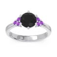 thumbnail image 1 of 2.15 Carat Shiny Round Cut Black Onyx & Amethyst Gemstone Engagement Ring for Women 18K White Gold Size 4.5 by Diamond-Capitals, 1 of 7